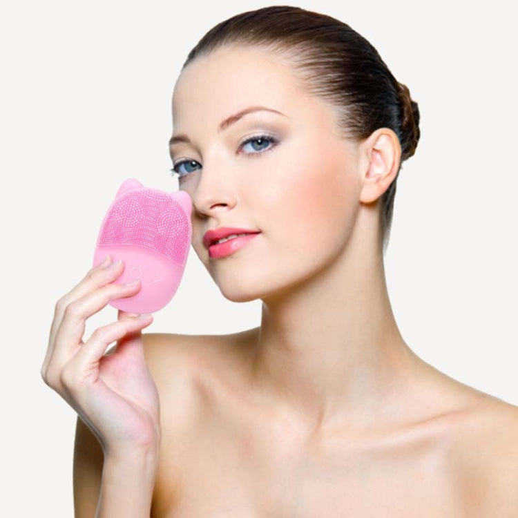 F35 Household Waterproof Electric Silicone Facial Cleanser Ultrasonic Massage Vibrating Facial Cleanser, Pink, Blue