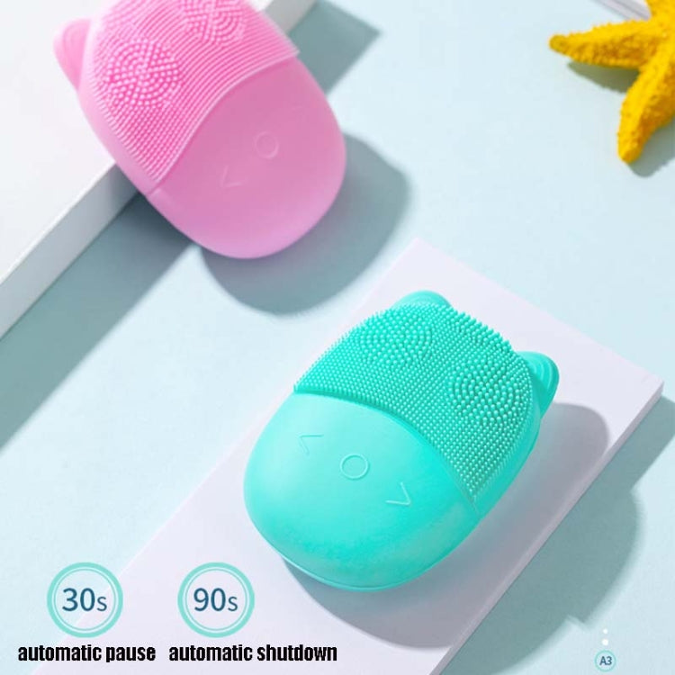 F35 Household Waterproof Electric Silicone Facial Cleanser Ultrasonic Massage Vibrating Facial Cleanser, Pink, Blue