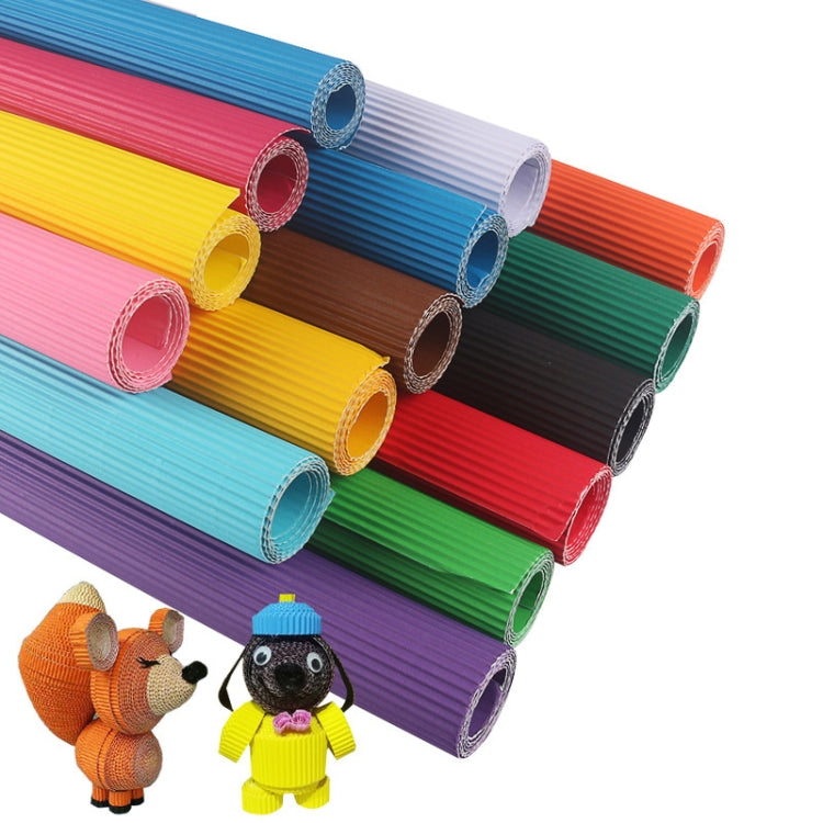 10 Sheets Corrugated Paper Thickened Wrapping Paper Handmade DIY Wrapping Paper Material, Grass Green, White, Red, Pink, Black, Golden, Orange, Brown, Rose Red, Dark Green, Lemon Yellow, Light Blue, Dark Blue, Deep Purple