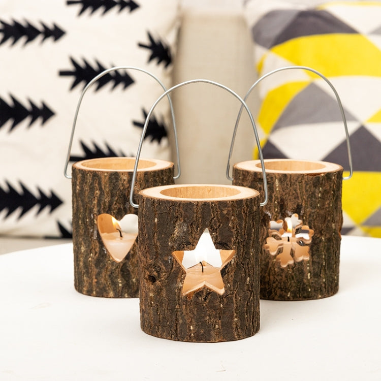 120211 Valentine Day Atmosphere Lamp Candle Holder Cafe Decoration Home Party Decoration Tea Wax Wooden Candle Cup, Snowflake, Pine, Five Stars, Love