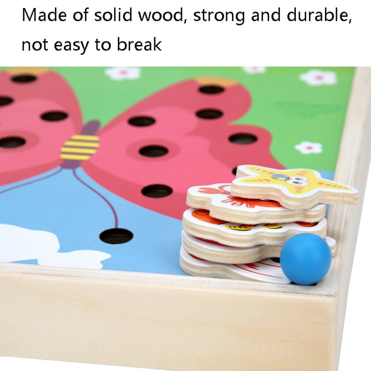 Wooden Children Early Education Toys Baby Clip Beads Magnetic Fishing Games Toy, Butterfly, Rabbit