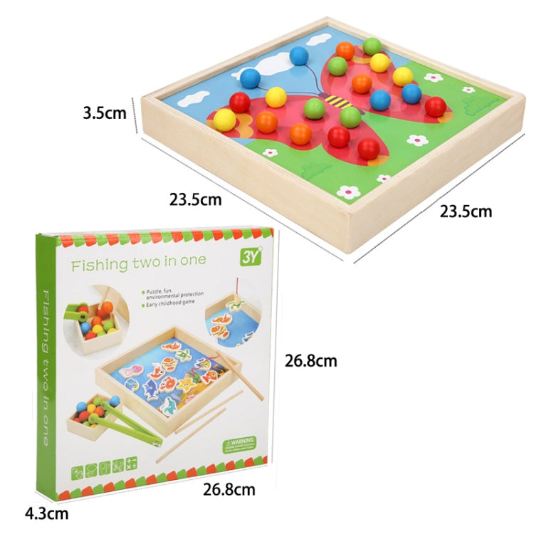 Wooden Children Early Education Toys Baby Clip Beads Magnetic Fishing Games Toy, Butterfly, Rabbit