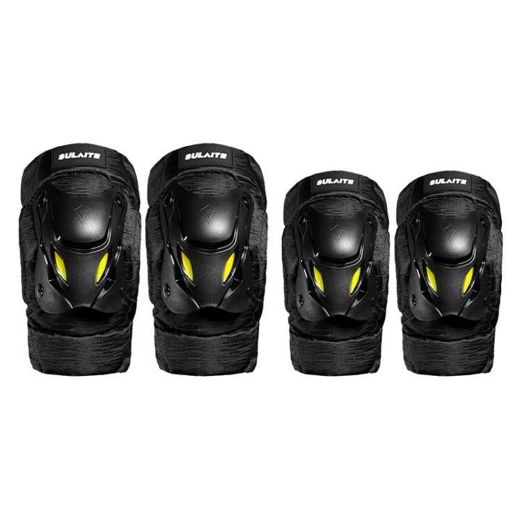 SULAITE Motorcycle Protector Rider Wind Warmth Protective Gear Riding Equipment, Black Knee Pads, Black Elbow Pads, Black Knee Pad+Elbow Pad