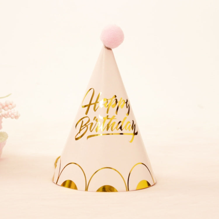 10 PCS Children Adult Birthday Party Hat Fur Ball Birthday Paper Hat, Geometric Pink, Polygon Love Heart, Half Round Five-pointed Star Pink, Half Round Five-pointed Star Blue, Rainbow Style, European Lace Pink, Rhombus Line Black, Dot Black