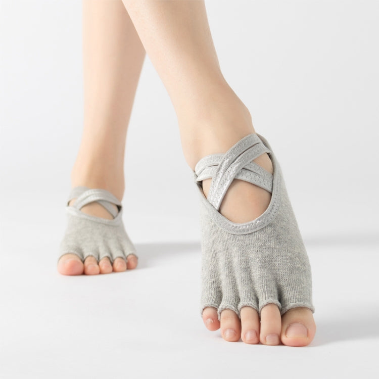 Terry Five-Finger Socks Cotton Thickened Warm and Non-Slip Yoga Socks Cross Strap Dance Socks, One Size