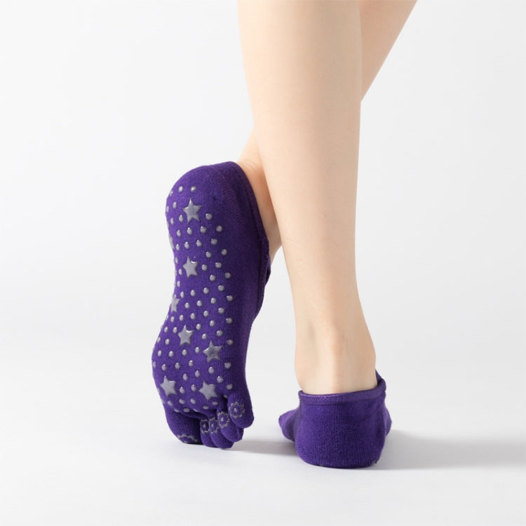 Terry Five-Finger Socks Cotton Thickened Warm and Non-Slip Yoga Socks Cross Strap Dance Socks, One Size