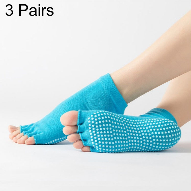 3 Pair Open-Toe Yoga Socks Indoor Sports Non-Slip Five-Finger Dance Socks, One Size