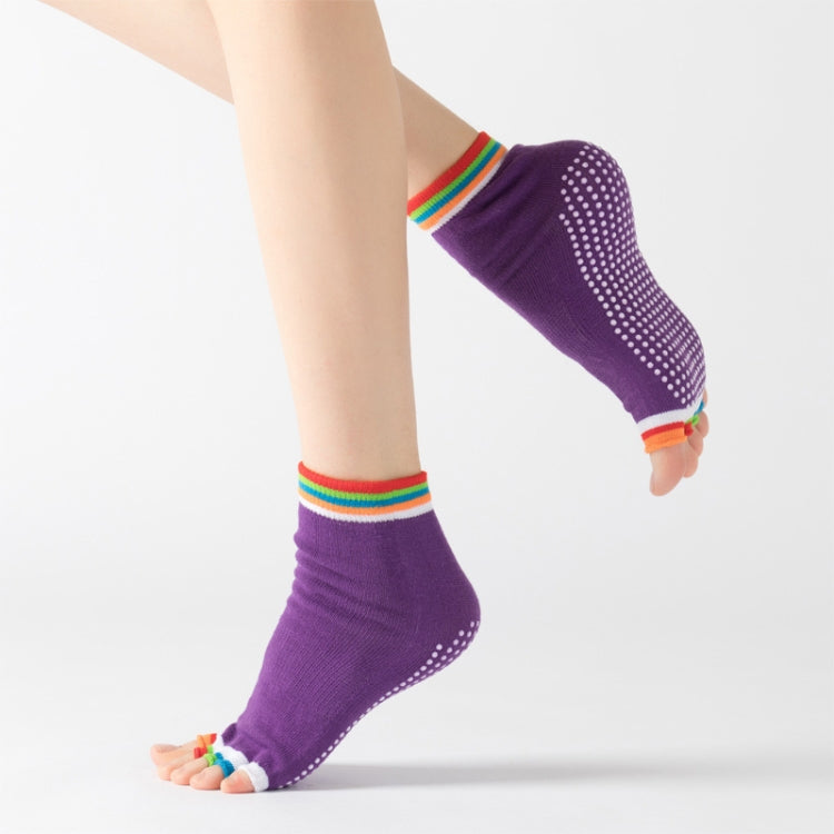 3 Pair Open-Toe Yoga Socks Indoor Sports Non-Slip Five-Finger Dance Socks, One Size