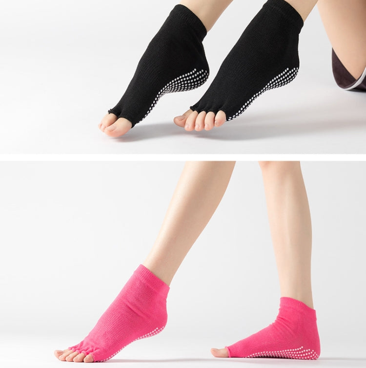 3 Pair Open-Toe Yoga Socks Indoor Sports Non-Slip Five-Finger Dance Socks, One Size