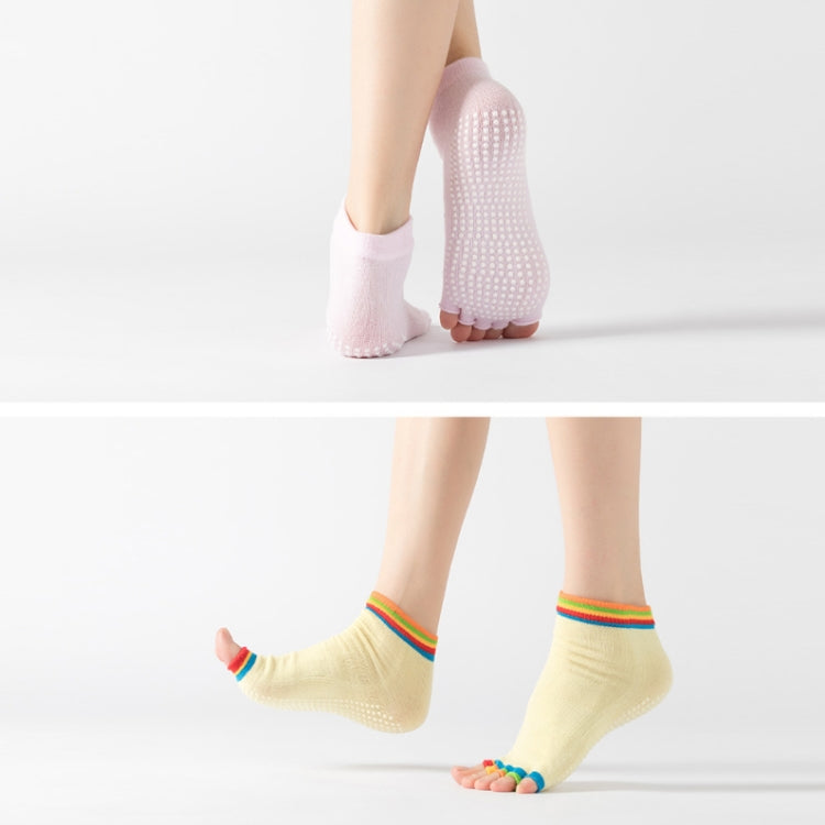 3 Pair Open-Toe Yoga Socks Indoor Sports Non-Slip Five-Finger Dance Socks, One Size