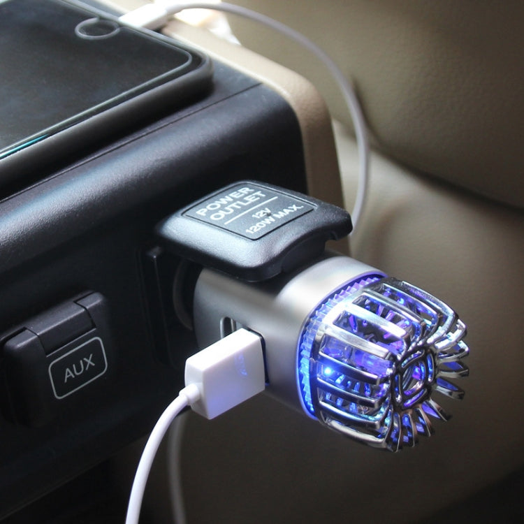 JO-6291 Negative Ion Car Sterilizing Air Purifier Mobile Phone High-Speed Charging Dual USB Cigarette Lighter, JO-6291 Mysterious Silver, JO-6291 Tyrant Gold