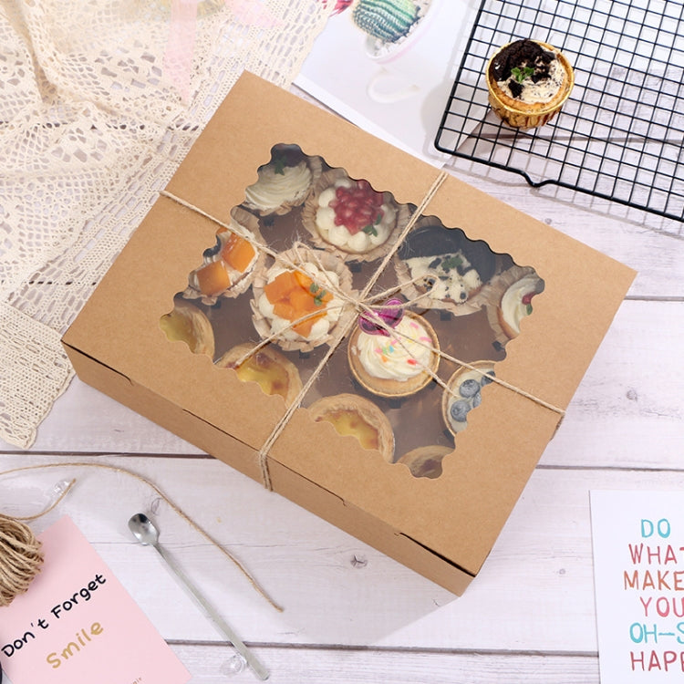 10 Pieces Open Window Flip Soft Box Baking Muffin Cup Packaging Box, White, Cowhide