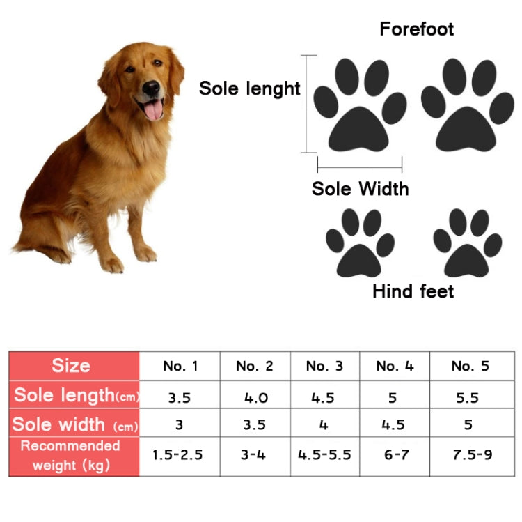 4 PCS/Set Pet AutumnWinter Thicken Cotton Shoes Dog Warm And Non-Slip Shoes, No. 1, No. 2, No. 3, No. 4, No. 5