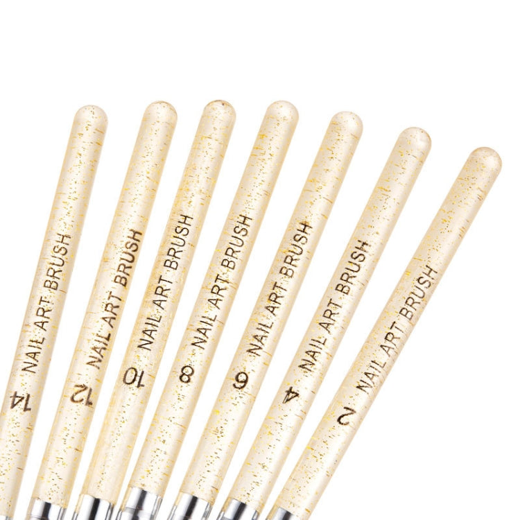 7 In 1 Phototherapy Pen Round Head Line Pen Transparent Rod Painted Pen Drawing Pen Nail Art Brush Tool, Gold Power, Silver Power