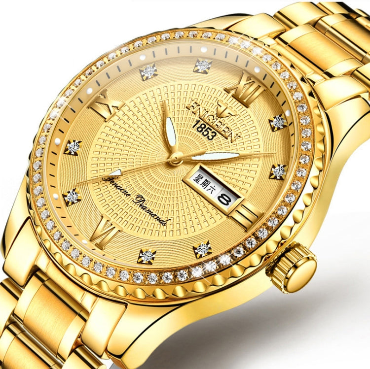 FNGEEN S888 Men Local Non Mechanical Solid Belt Watch Luminous Quartz Watch, Full Gold Gold Surface, Full Gold Black Surface, Full Gold White Surface, Gold And Gold Surface, Gold And White Surface, 【Solid Belt】Medium gold-black surface