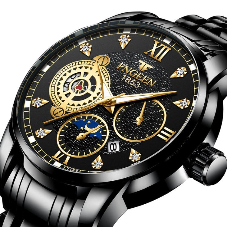 FNGEEN 2166 Men Three-eye Hollow Quartz Watch Student Sports Electronic Watch, Black Steel Black Surface Gold Nails, Between Gold Black Surface, Between Gold Blue Surface, Between Gold White Surface, White Steel White Surface, White Steel Blue Surface ...