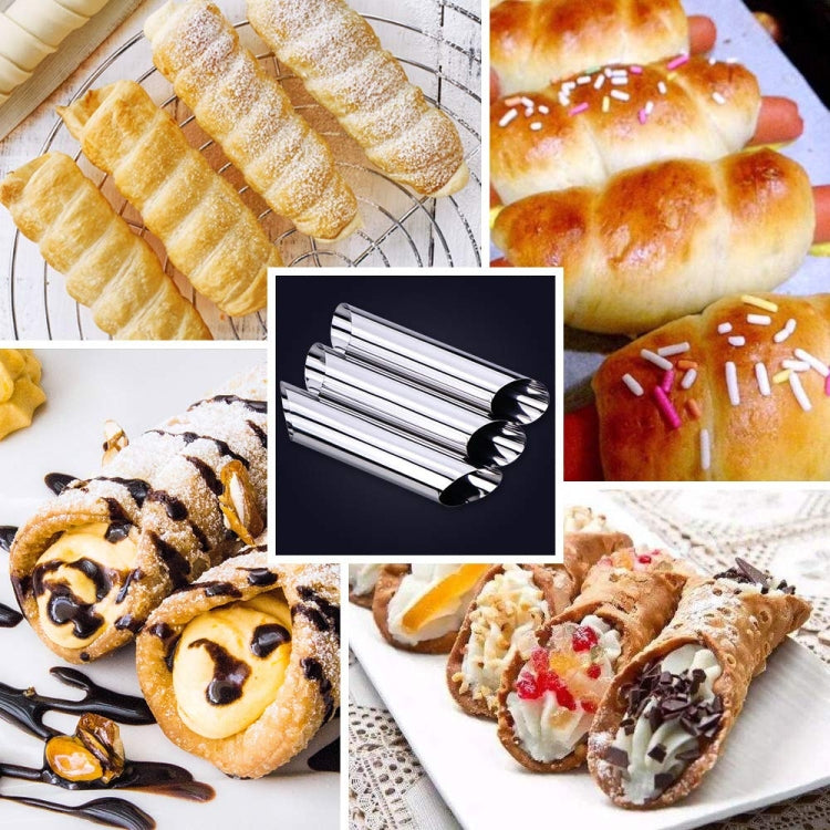 20 PCS Oblique Double-Head Stainless Steel Large Spiral Tube Non-Stick Croissant Mold Croissant Tool, 20 PCS Croissant Tool