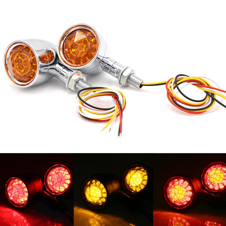 1pair Motorcycle Universal Retro LED Turn Signal Light, Universal Electroplating Shell, Universal Black Shell