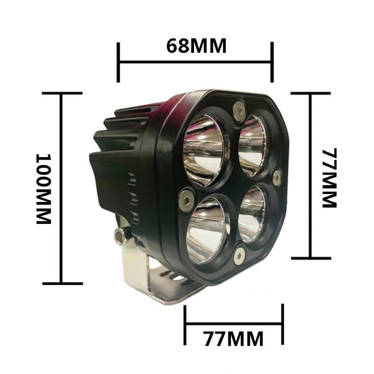 40W Yellow Light Motorcycle LED Spotlight Headlight Car Front Bumper Light Off-Road Vehicle Modified Roof Light, Yellow Light