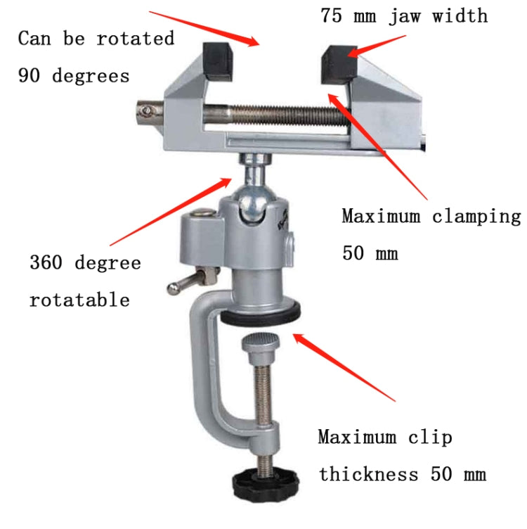 Universal Aluminum Alloy 360 Degree Rotating Small Bench Vise, Small Bench Vise