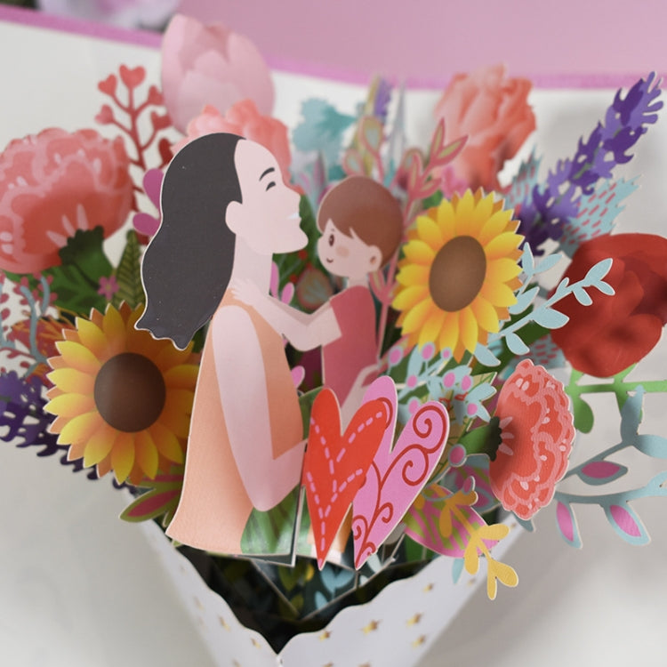 Mother Day Bouquet Greeting Card 3D Stereo Blessing And Thanksgiving Card, Mother Day Bouquet Greeting Card