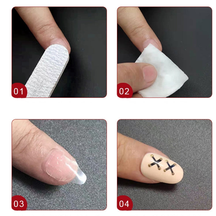 100 Sheets Jelly Glue Nail Double-Sided Adhesive Film Yellow Glue Nail Sticker, 24 Stickers/sheet Ultra-thin 0.3mm Thick