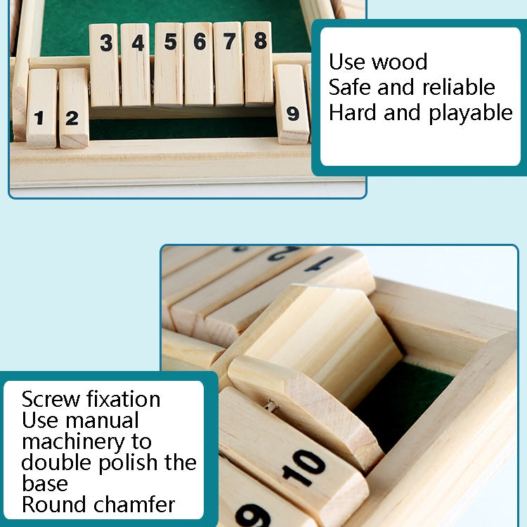 Four-Sided Digital Flop Game Party Interaction Children Educational Leisure Board Game Adult Decompression Wooden Toys, Green