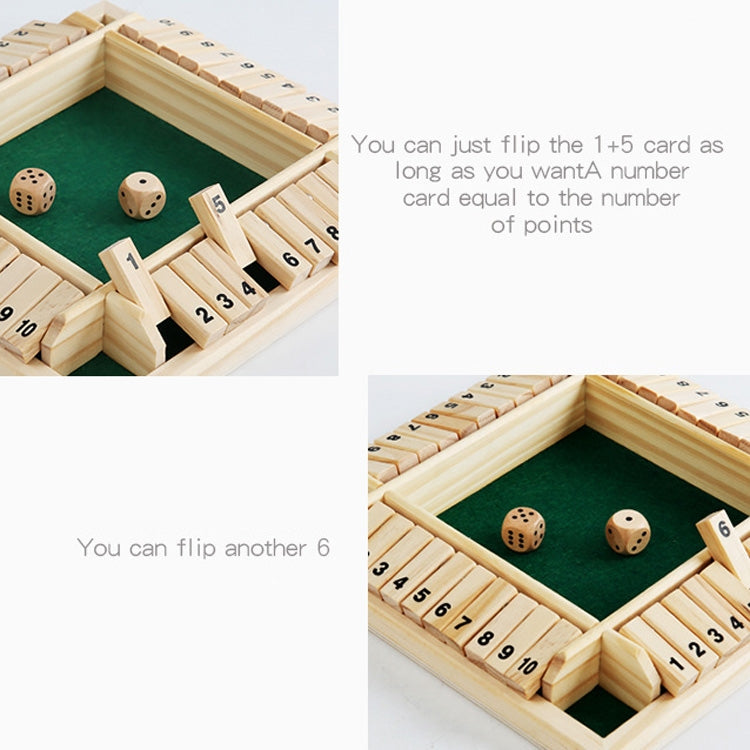 Four-Sided Digital Flop Game Party Interaction Children Educational Leisure Board Game Adult Decompression Wooden Toys, Green