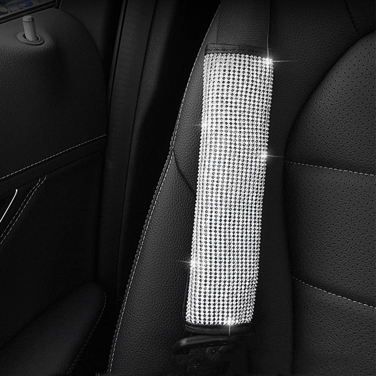 2 PCS Car Diamond-Studded Interior Products Personalized Protective Sleeve, Shoulder Guard, Handbrake Cover, Gear Cover, Parking Space Pull Cover