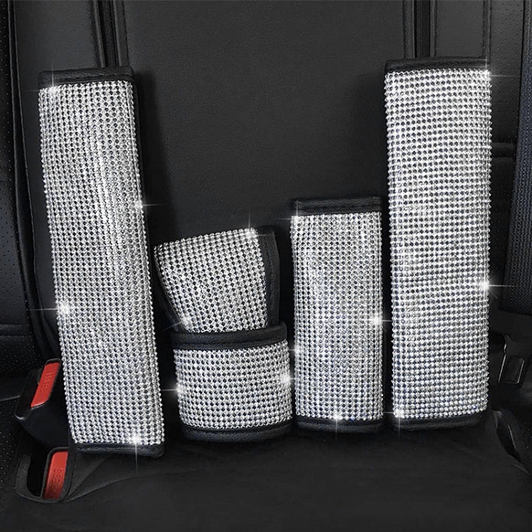 2 PCS Car Diamond-Studded Interior Products Personalized Protective Sleeve, Shoulder Guard, Handbrake Cover, Gear Cover, Parking Space Pull Cover