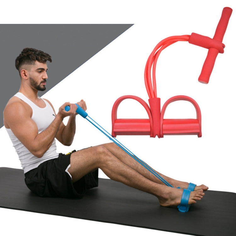 Multifunctional Four-Tube Pedal Puller Pedal Elastic Rope Sit-Ups Aid Abdomen Fitness Equipment, Green, Purple, Blue, Red, Yellow