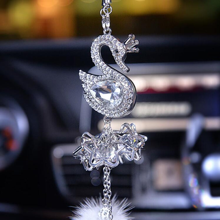 Car Pendant Crystal Swan Car Rearview Mirror Pendant, Crystal Swan