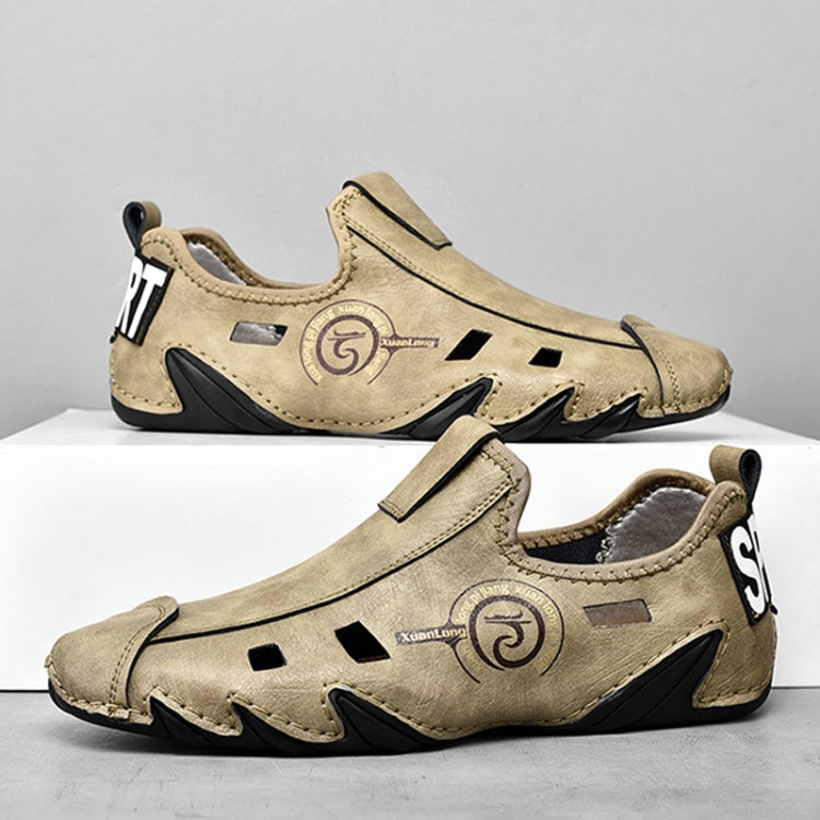 Men Sneakers Large Size Soft Sole Lazy Hollow Leather Shoes All-Match Peas Shoes, 38, 39, 40, 41, 42, 43, 44, 45, 46, 47, 48