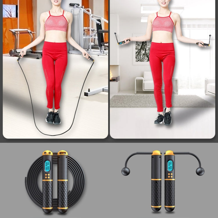 Rope / Cordless Dual-use Version Student Exam Exercise Fitness Smart Counting Skipping Rope with Load Weight, Black Yellow, White Black, White Blue, White Powder