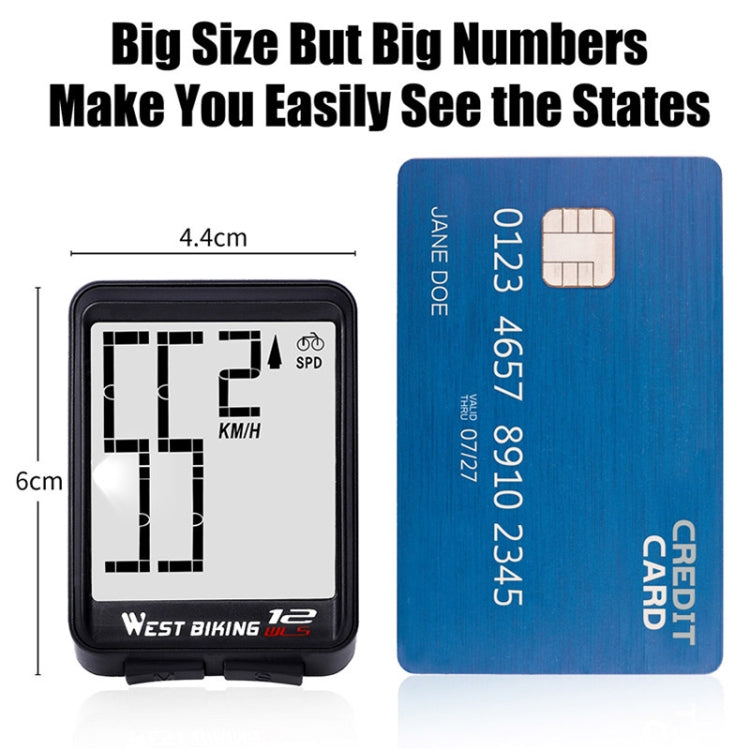 WEST BIKING Mountain Road Bike Wireless Big Character Table Big Screen Waterproof Night Light Speed Speedometer, Night Light Speed Speedometer(Green), Night Light Speed Speedometer(Black), Night Light Speed Speedometer(Red)                             ...