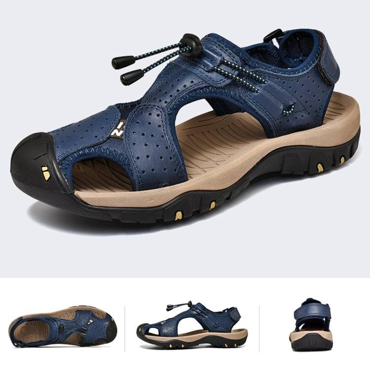 Summer Large Size Men Beach Shoes Leather Breathable Wading Casual Sandals, 39, 41, 42, 43, 44, 45, 46