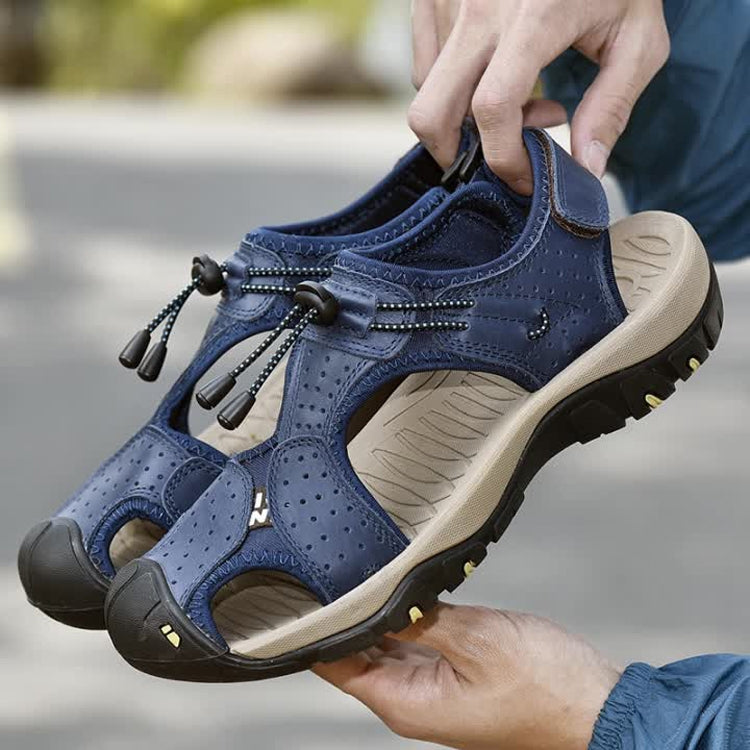 Summer Large Size Men Beach Shoes Leather Breathable Wading Casual Sandals, 39, 41, 42, 43, 44, 45, 46