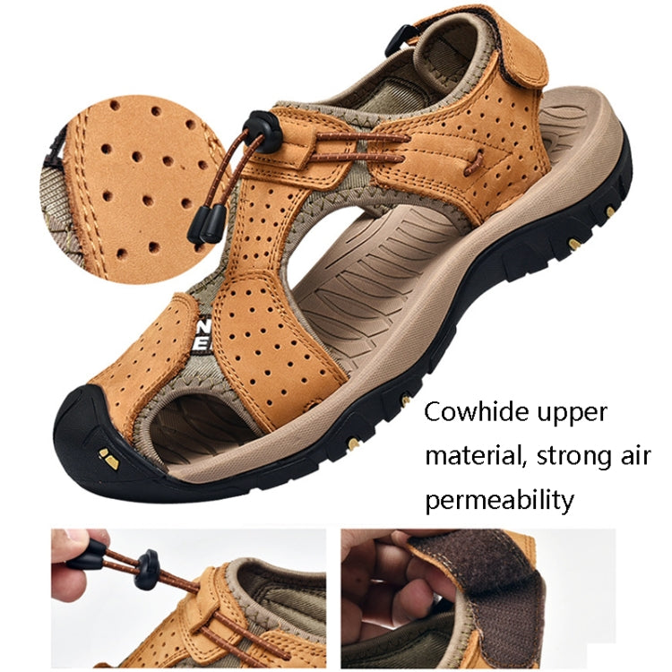 Summer Large Size Men Beach Shoes Leather Breathable Wading Casual Sandals, 39, 41, 42, 43, 44, 45, 46