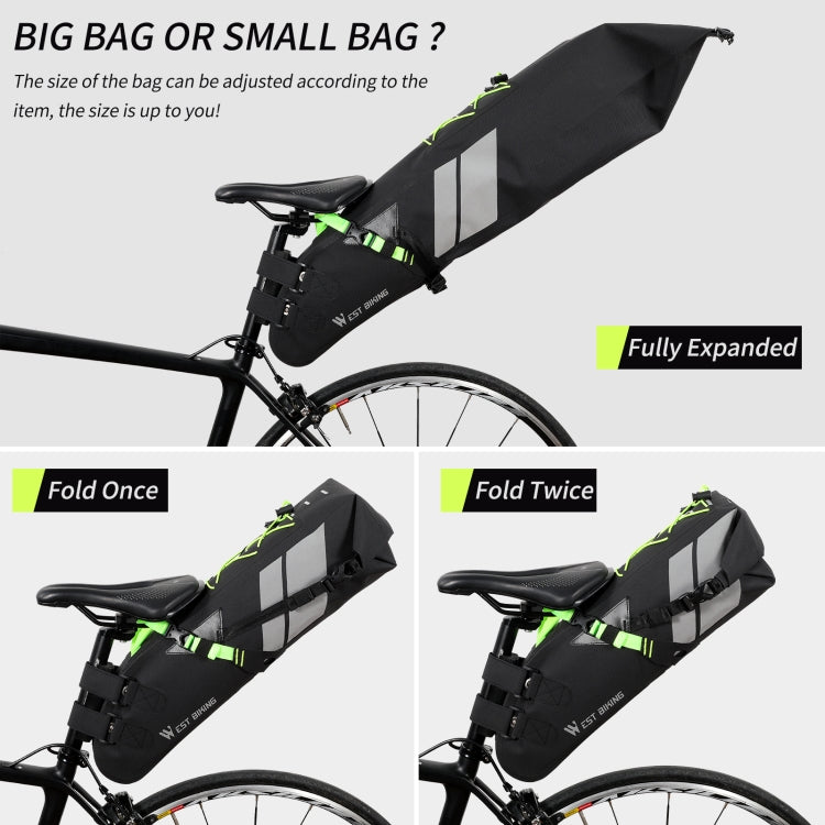 West Biking Bicycle Bag Full Waterproof Reflective Tail Bag Long-Distance Capacity Rear Seat Bag, 10L, 17L