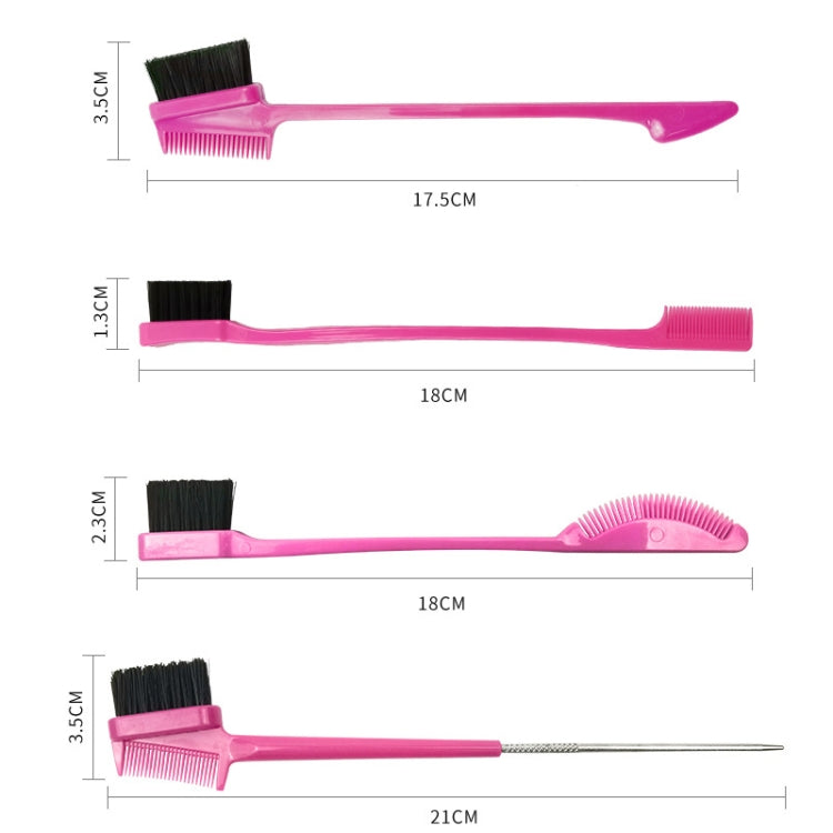 3 PCS Eyebrow Brush Eyelash Comb Set Hairline Comb Eyebrow Trimming Tool, A, B, C, D