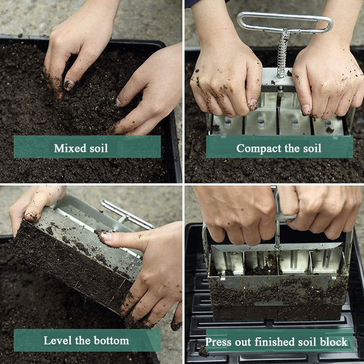 Manual Four Earth Block Makers Soil Blocker Garden Tool Seeding Tool, Four Without Dibble