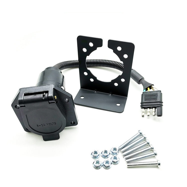 VS170U-L 4P Flat Plug To Turn 7P Trailer Socket Universal Car Power Socket Adapter US Plug, 4P To 7P