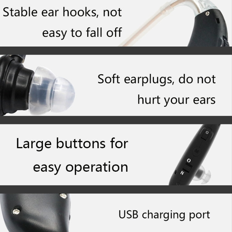 GM-105 Elderly Hearing Aid Sound Amplifier Intelligent Noise Reduction Sound Collector, US Plug(Black), EU Plug(Black)