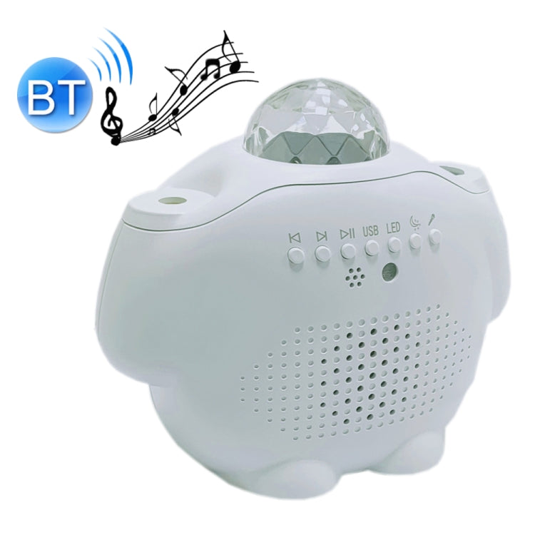 SC515-03 Remote Control Bluetooth Music Starlight Water Pattern Projection Bedroom Night Light USB Sound Control Full Star Laser Stage Lamp, White, Black
