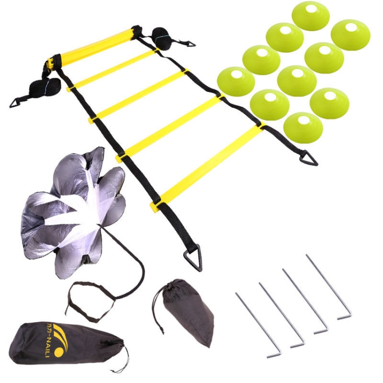 23 In 1 Football Training Agility Ladder + Logo Disc + Drag Umbrella Set, Fluorescent Green, Yellow, Orange, Mixed Color