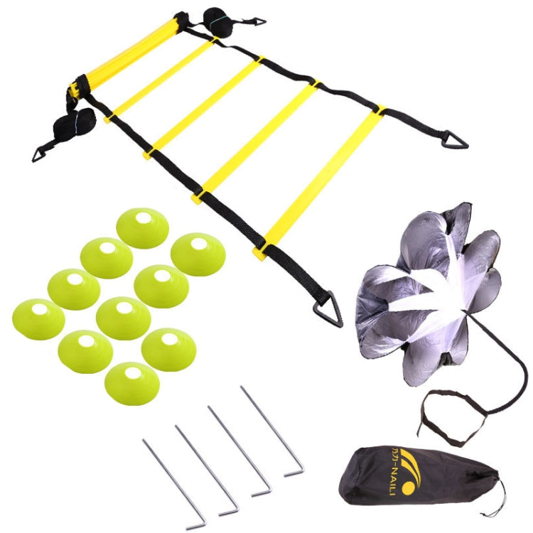 23 In 1 Football Training Agility Ladder + Logo Disc + Drag Umbrella Set, Fluorescent Green, Yellow, Orange, Mixed Color