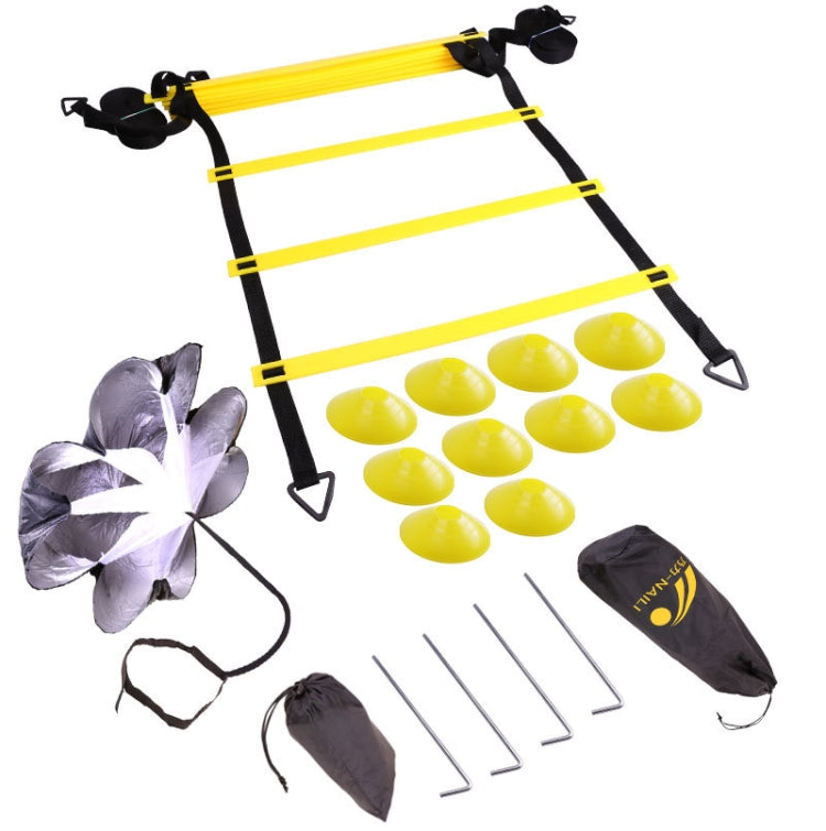 23 In 1 Football Training Agility Ladder + Logo Disc + Drag Umbrella Set, Fluorescent Green, Yellow, Orange, Mixed Color