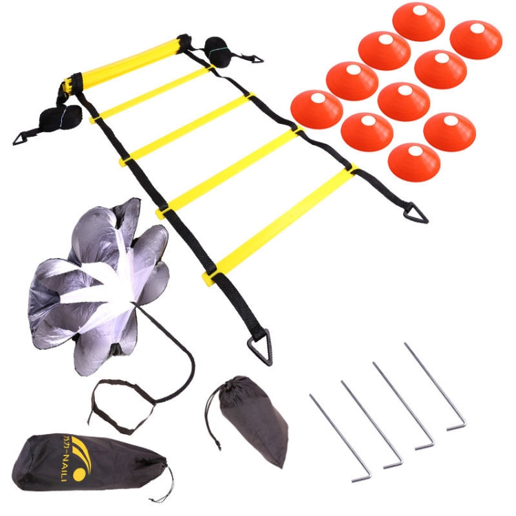 23 In 1 Football Training Agility Ladder + Logo Disc + Drag Umbrella Set, Fluorescent Green, Yellow, Orange, Mixed Color