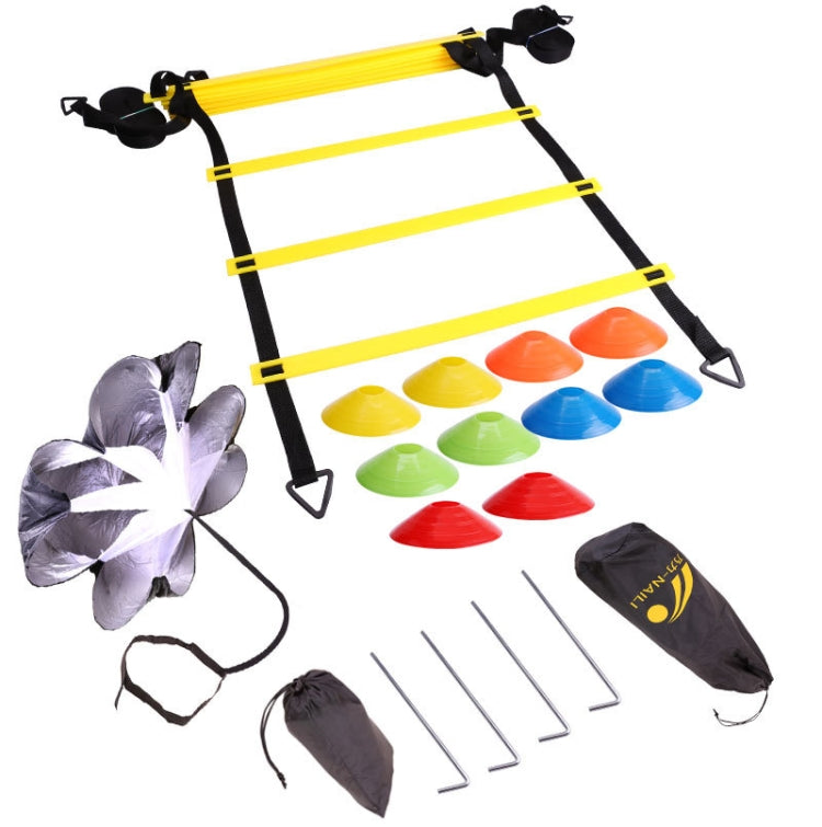 23 In 1 Football Training Agility Ladder + Logo Disc + Drag Umbrella Set, Fluorescent Green, Yellow, Orange, Mixed Color