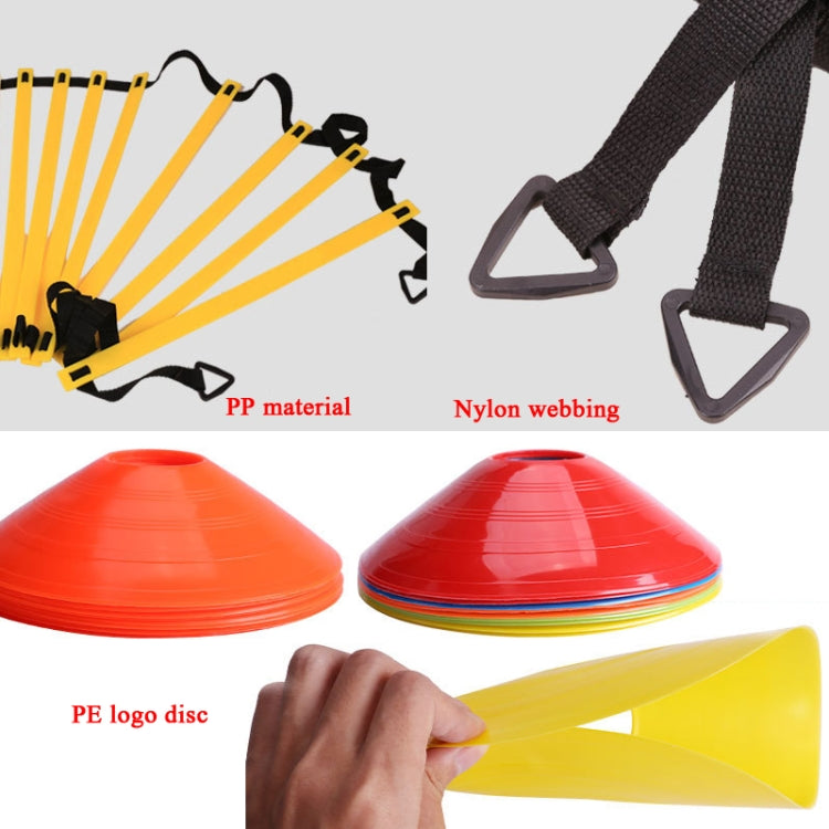 23 In 1 Football Training Agility Ladder + Logo Disc + Drag Umbrella Set, Fluorescent Green, Yellow, Orange, Mixed Color